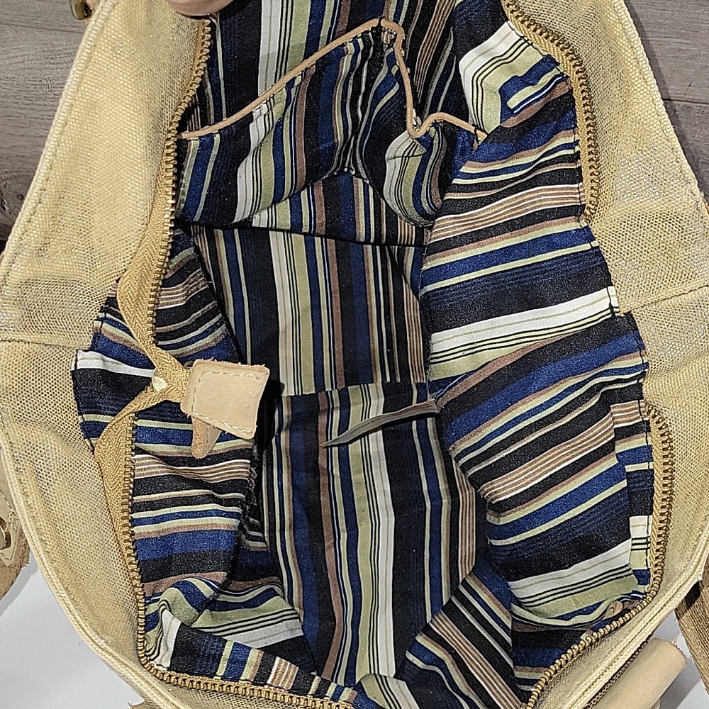 Jesslyn Blake for Anthropologie Tan Canvas Leather Tote Crossbody Shoulder Bag - Picture 11 of 15